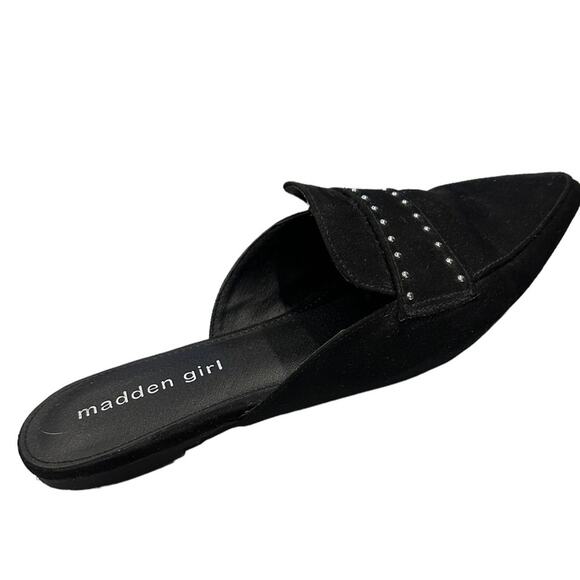 STEVE Madden girl Mecca black silver stitching mule slip on size 7 - Picture 2 of 8